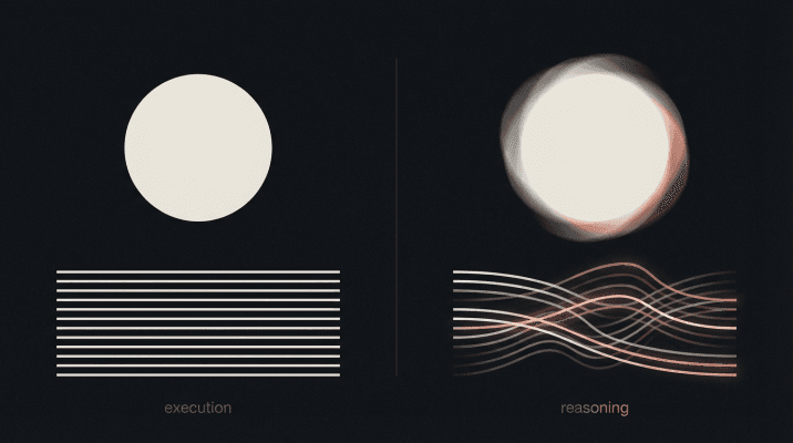 Two parallel backends: deterministic execution and stochastic reasoning